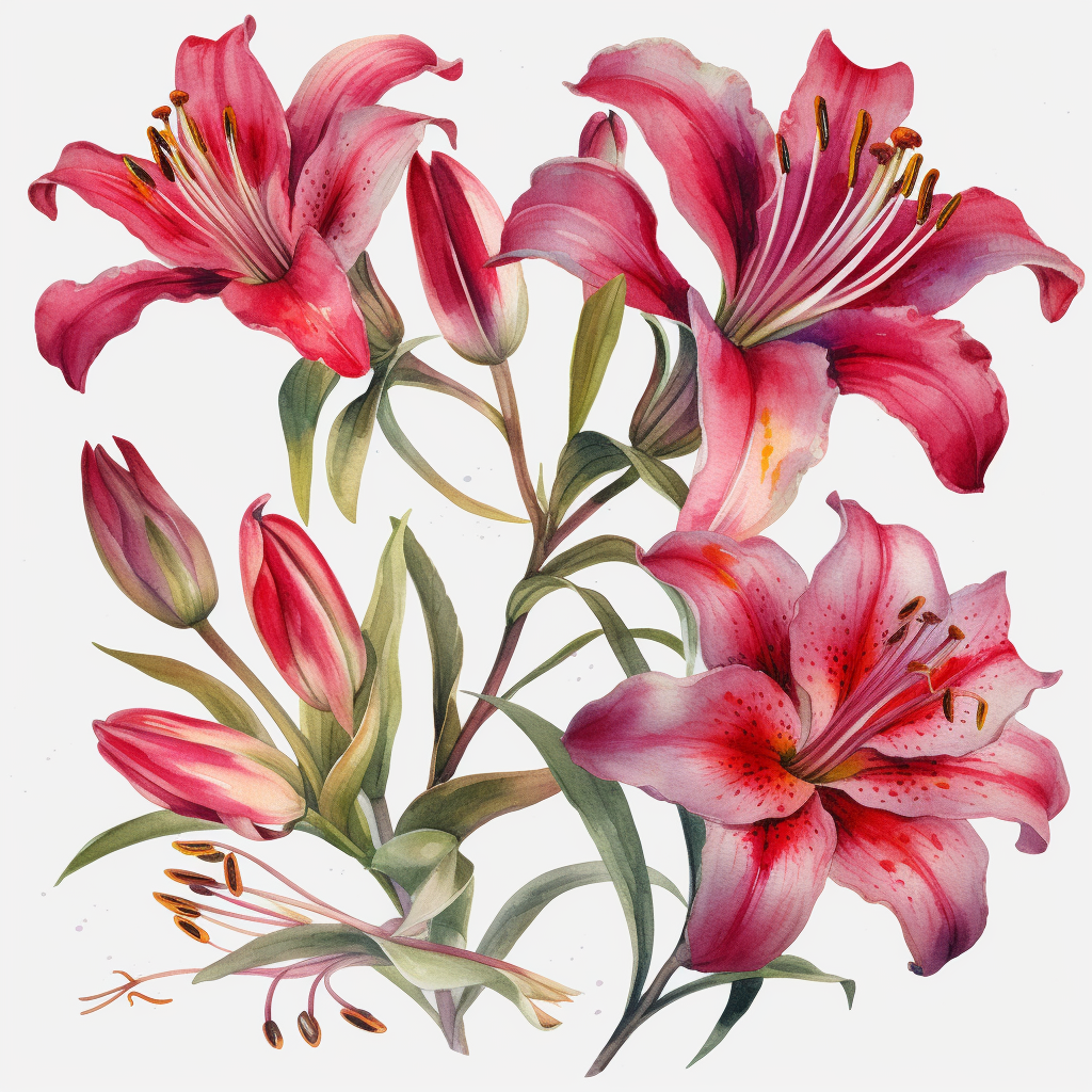 watercolor clipart hot pink daylillies - Clip Art Library