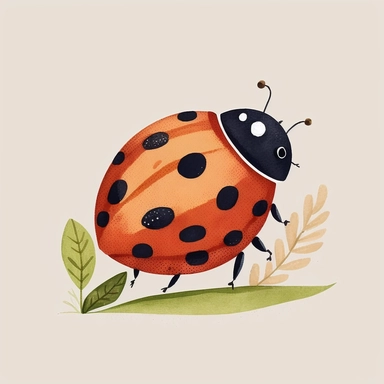 Simplified clipart of a single cute ladybug, simple shapes, no lines, no outlines, clipart, cottagecore, cartoon animals clipart, minimalist, watercolor illustration clipart, watercolour clipart, watercolor illlustration childrens book, vector, PNG tranparent background