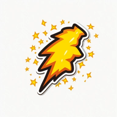 @ATMJD-81405@ Cute lightning bolt sticker, printable weather clipart vector,white clean background,vector
