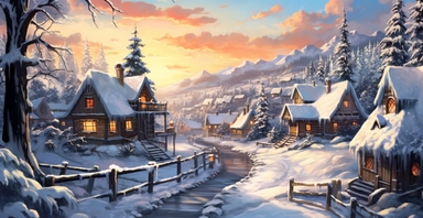 Adorable Winter scene, clipart, precision painting, vivid colours, white background, I can’t believe how beautiful this is