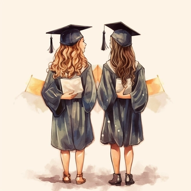behind view Graduation Bundle Clipart Grad Students bestfriend, Illustration clipart, 4K, extremely detailed