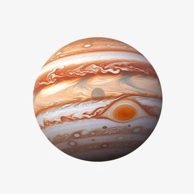 photo realistic clipart of Jupiter, 8k, white background, sharp focus, detailed,