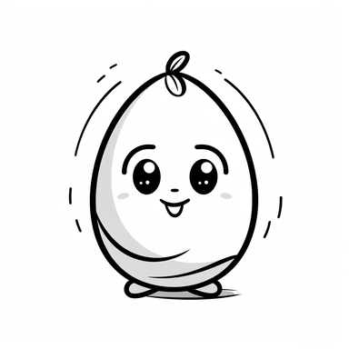 a line art picture of a cute egg clipart, coloringbook for cute baby, painting for coloringbook, minimal brushstrokes, thin black lines