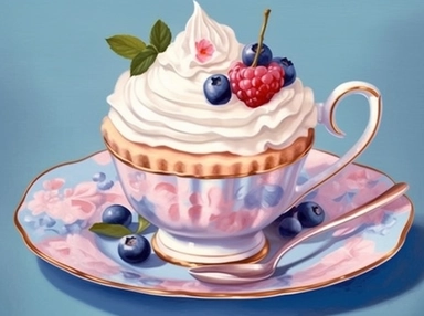 Blue colors high tea cupcake clipart