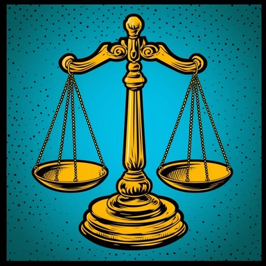 a clipart image of the scales of justice on an isolated clear background, in the style of bold vector graphic, chrome-plated, woodcut, congruent, justice, two dimensional