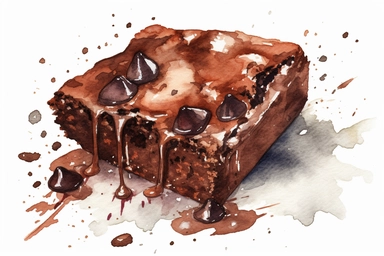 watercolor chocolate brownie clipart ,hd, on white background,
