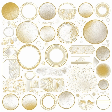 royalty free cliparts vector frame set border, in the style of glitter, soft and rounded forms, golden palette, tagging and marking style, white background, stipple, white background