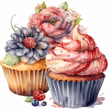 An intricately detailed watercolor clipart illustration displaying an ultra-realistic [specific design idea, like  cupcakes decorated with flowers  ], isolated on a white background, in the style of ultra-detailed watercolor clipart illustrations, HDR watercolor clipart illustrations, 32K watercolor clipart illustrations, hyperrealistic watercolor clipart illustrations, ultra-intricate watercolor clipart illustrations, high-resolution watercolor clipart illustrations, high-definition watercolor 