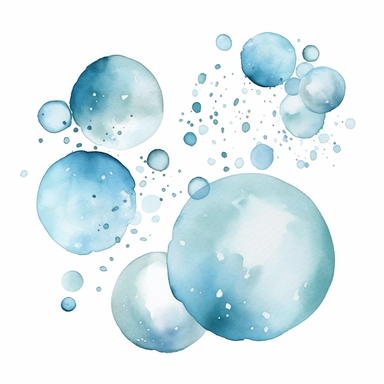 soft blue watercolor bubbles clipart, vector, white isolated on a white background