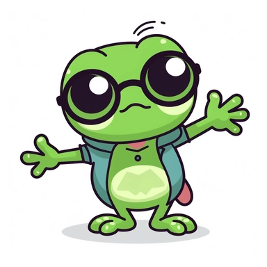 a clip art of a cute cartoon kawaii frog flipping someone off with sunglasses