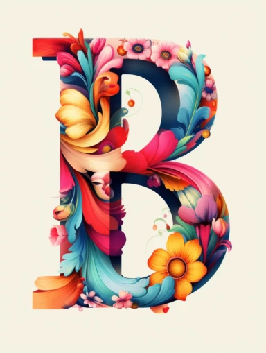 The capital letter B:in the Artistic style, clipart for nursery, vibrant colors,Vector, white background,Solid Background, Sharpness and clarity,masterpiece, trending on Artstation and Dribbble.