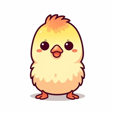 a kawaii chicken clipart, white background