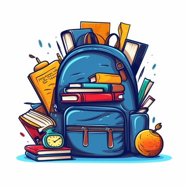 clipart back to school illustration. Vector style. White isolated background.