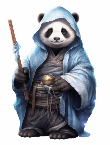 tarot card with panda Cub as Jedi master, clipart png, WHITE BACKGROUND, photorealistic, painting, watercolor, 8k, ultra details,