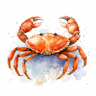 clipart graphic vector white background cartoon style drawing painting watercolor of a crab