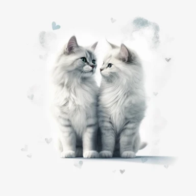 realistic love cats, clipart, white background, no text, no caption