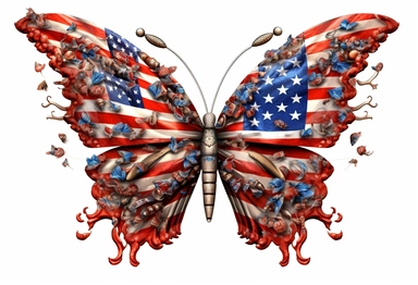 patriotic butterfly customizable flag and butterflies clipart, in the style of brent heighton, carrie ann baade, daz3d, floral explosions, realistic hyperrealism, barbizon school, Very detailed icon of an anchor on white background, emotional storytelling