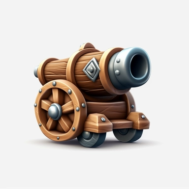 Design cute semi-realistic 3d Cannon clipart, on white background