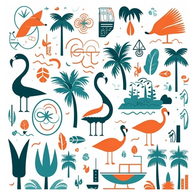 Vector Clip Art, on white background, flat, All things florida
