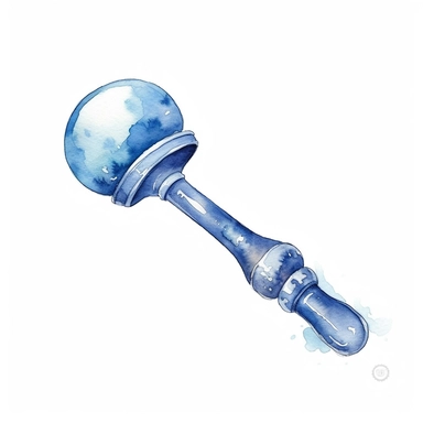 blue Baby rattle clipart graphic vector white background cartoon style drawing painting watercolor without splash effect