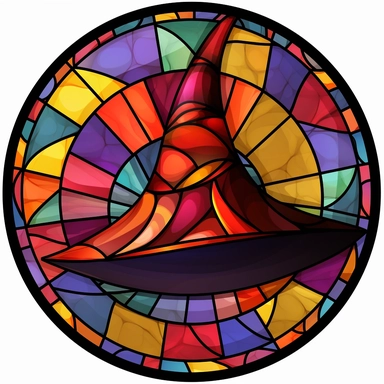 Stained Glass witch's hat in the shape of a circle PNG Clipart
