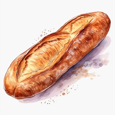 watercolor french baguette bread clipart, hd