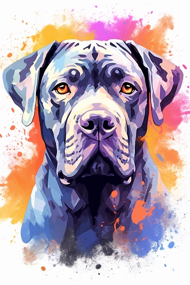 Cane Corso dog, water color style, clipart, white background