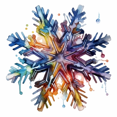 HIGHLY DETAILED HIGHLY INTRACATE WATERCOLOR CLIPART ILLUSTRATION OF A SINGLE BEAUTIFUL SNOWFLAKE DO NOT MAKE A SATURATED IMAGE