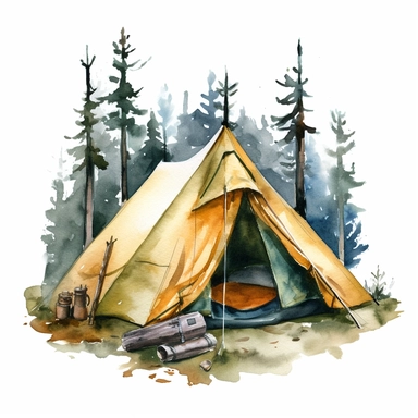 watercolor clipart of camping tent