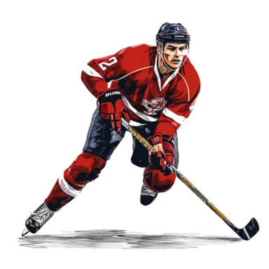 clipart of hockey player, white background, charcicuture