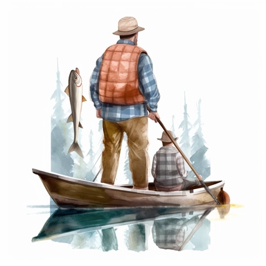 Dad Fishing Watercolor Sublimation Clipart, Clipart, white background, no watermark, no text, no word,