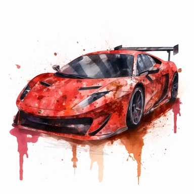 extreme detail watercolour sport car clipart