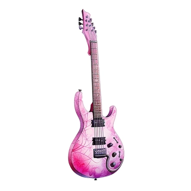 Gothic cartoon watercolour pink electric guitar illustration isolated on white background clipart style