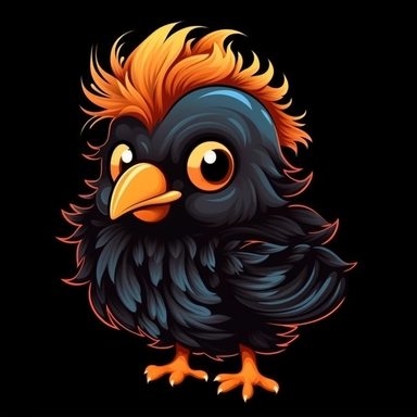 cute cartoon bird clipart, black background,--no cut off edges