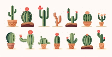 clean, cactus design, clip art style on a white background