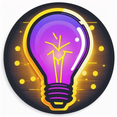 Clip art image of light bulb idea icon, the images should be versatile and suitable for use in a variety of projects such as presentations, social media posts, blog articles, and more. The style should be modern and clean, with bold lines and neon colors