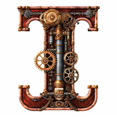 Steampunk, Letter J, clipart, white background, v--4