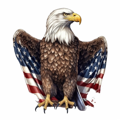 full body eagle with american flag Clipart,on white background with margins