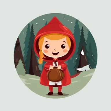 little red ridding hood, kids icon, simple, clipart, smile