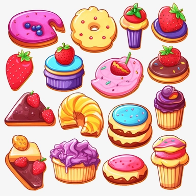 biscuits clipart, sponge cakes clipart, lollipops clipart, jelly clipart
