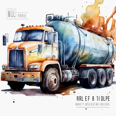 Fuel Truck Watercolor, Fuel Trucks Boys Clipart Nursery Décor Oil Tank Truck PNG Commercial Use Fuel Vehicle Cars Watercolor Illustration