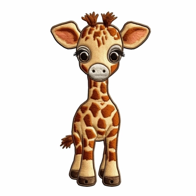 Embroidered baby giraffe Cartoon, clipart, white background, no shadow