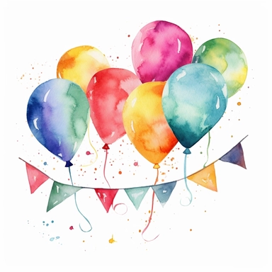 watercolor Birthday banner clipart colorful white background