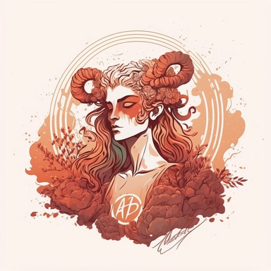 Hand drawn vector abstract graphic illustration, zodiac astrological contemporary aries sign symbol,beauty magic female character,clipart boho design,feminine astrology concept, high resolution