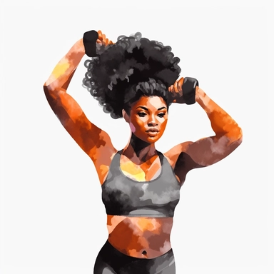 handpainted modern black woman exercising clipart