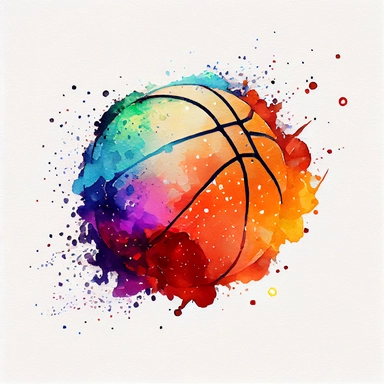 watercolor collection clipart basketball ball, basketball basket, realistic, on flat white background,