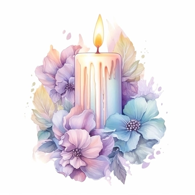 Pastel Cute Beautiful Fairy Candle Flower Watercolor Clipart,Cartoon, hyper realistic, intricate detail, illustration style,high solution,on the white background