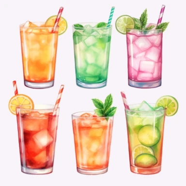 Alcoholic Drinks clipart, Summer party, Printable Stickers PNG, ,digital clipart, Transparent background , individual elements, high detail, High Quality PNG Images realistic color Summer drinks, Lemonade, iced tea, and colorful cocktailsm Alcoholic Drinks clipart, Summer party, cliparts,individual elements, high detail, High Quality PNG Images, Transparent background , pack for telegram