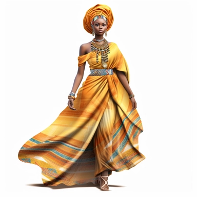 Hyperrealistic beautiful full figure ethnic dressed african beauty lady, ethnic african dress, perfect eyes,perfect face,perfect mouth and teeth,full body,cute and colorful,full body, clipart, hd, white background