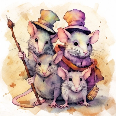 Pastel spooky halloween rats clipart image, in the style of mystic mechanisms, subtle pastel tones, pencil art illustrations, soft pastel tones, reimagined by industrial light and magic, litho printing, illusory images, watercolor clipart